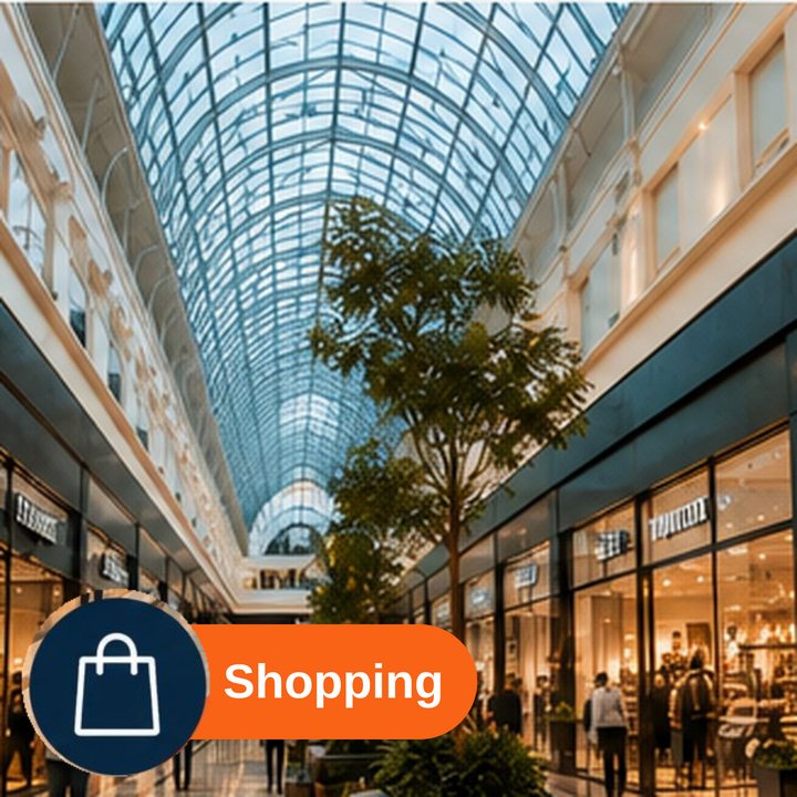 A spacious shopping-mall arcade, malls in Porto